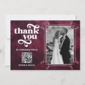 Invitation Burgundy QR Code Bold Typography Thank you Card (Devant)