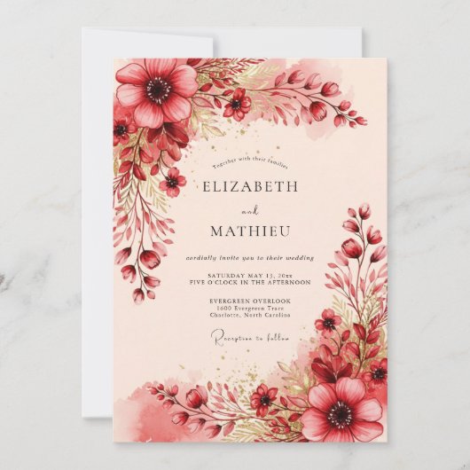 Invitation Burgundy Radiant Romantic Wedding (Devant)