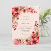 Invitation Burgundy Radiant Romantic Wedding (Debout devant)