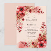 Invitation Burgundy Radiant Romantic Wedding (Devant / Derrière)