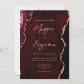 Invitation Burgundy Red Agate Script QR Code Mariage (Devant)