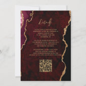 Invitation Burgundy Red Agate Script QR Code Mariage (Dos)