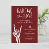 Invitation Burgundy Red Bad Deux The Bone 2nd Birday Party (Debout devant)