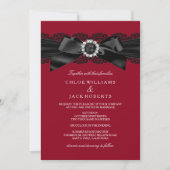 Invitation Burgundy Red & Black Pearl Bow Wedding Invite (Devant)