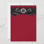 Invitation Burgundy Red & Black Pearl Bow Wedding Invite (Dos)