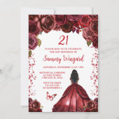 Invitation Burgundy Red Dark Skin Princess (Devant)