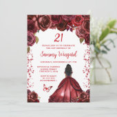 Invitation Burgundy Red Dark Skin Princess (Debout devant)