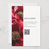 Invitation Burgundy Red Elegant Floral QR Code Fête des marié (Dos)