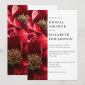 Invitation Burgundy Red Elegant Floral QR Code Fête des marié (Devant / Derrière)