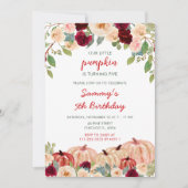 Invitation Burgundy Red et Blush Citrouille fête d'anniversai (Devant)
