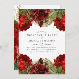 Invitation Burgundy Red et Gold Vintage