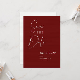 Invitation Burgundy Red Fall Chic Script Enregistrer la date