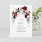 Invitation Burgundy Red Floral (Debout devant)