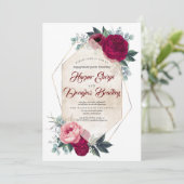 Invitation Burgundy Red Floral Fall Engagement Party (Debout devant)