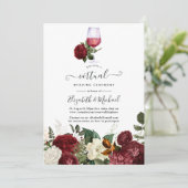 Invitation Burgundy Red Floral Vin thème Mariage virtuel (Debout devant)