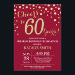 Invitation Burgundy Red Gold Surprise 60e Anniversaire Diamon<br><div class="desc">Invitation surprise 60e anniversaire avec Arrière - plan Diamant de la Parties scintillant rouge et or de Bourgogne. Gold Confetti. Anniversaire adulte. Hommes ou femmes,  anniversaire.
Pour plus de personnalisation,  cliquez sur le bouton "Customiser" et utilisez notre outil de conception pour modifier ce modèle.</div>