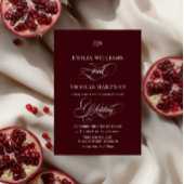 Invitation Burgundy Red Monogram Romantic Wedding