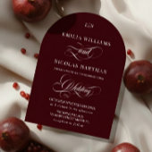 Invitation Burgundy Red Monogram Romantic Wedding