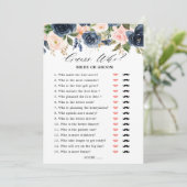 Invitation Burgundy Red Navy Blue Floral Bride jeu de douche (Debout devant)