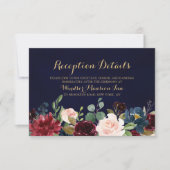 Invitation Burgundy Red Navy Floral Rustic Boho Réception (Devant)