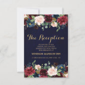 Invitation Burgundy Red Navy Floral Rustic Boho Réception (Devant)