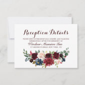 Invitation Burgundy Red Navy Floral Rustic Boho Réception (Devant)