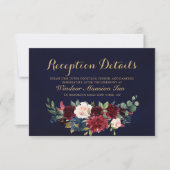 Invitation Burgundy Red Navy Floral Rustic Boho Réception (Devant)