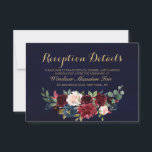 Invitation Burgundy Red Navy Floral Rustic Boho Réception<br><div class="desc">Aquarelle Bourgogne Rouge Marine Florale Rustique Boho Carte de mariage Boho. Parfait pour un mariage de automne. Le design comprend un bouquet époustouflant de bordeaux / Marsala, pêche, fleurs marines / roses avec feuilles assortis. S'il vous plaît trouver d'autres modèles et variantes dans mon magasin "blissweddingpaperie". N'hésitez pas à me...</div>