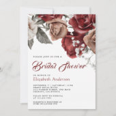 Invitation Burgundy Red Roses Floral Bridal Shower (Devant)
