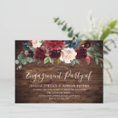 Invitation Burgundy Red Rustic Country Engagement Party (Debout devant)