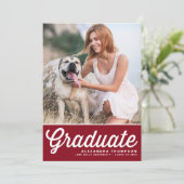 Invitation Burgundy Retro Bold Typographie Photo Graduation (Debout devant)