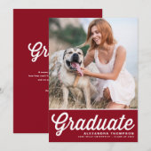 Invitation Burgundy Retro Bold Typographie Photo Graduation (Devant / Derrière)