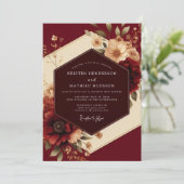 Invitation Burgundy Romantic Flora Wedding (Debout devant)