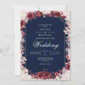 Invitation Burgundy Rose Arch Floral Wedding (Devant)