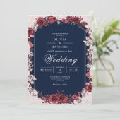 Invitation Burgundy Rose Arch Floral Wedding (Debout devant)