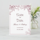 Invitation Burgundy rose blanc simple floral Enregistrer la d (Debout devant)