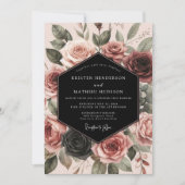 Invitation Burgundy Rose Bloom Wedding (Devant)