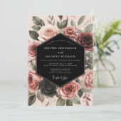Invitation Burgundy Rose Bloom Wedding (Debout devant)
