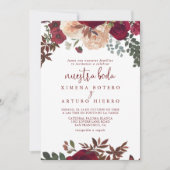 Invitation Burgundy rose Blush Floral Nuestra Boda Mariage (Devant)