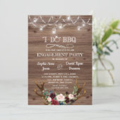 Invitation Burgundy Rose Floral Antlers I DO BBQ Fiançailles (Debout devant)