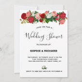 INVITATION BURGUNDY ROSE FLORAL GARLAND FLOWER MARIAGE SHOWE (Devant)