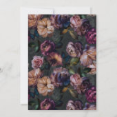 Invitation Burgundy rose foncé et Fête des mariées Florale or (Dos)