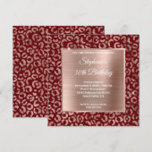 Invitation Burgundy Rose Gold Foil Leopard Glam 30e anniversa (Devant / Derrière)