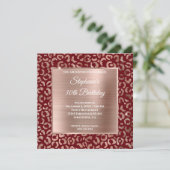 Invitation Burgundy Rose Gold Foil Leopard Glam 30e anniversa (Debout devant)