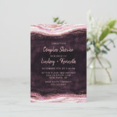 Invitation Burgundy & Rose Gold Geode Wedding shower Couple (Debout devant)