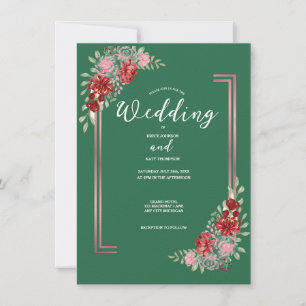 Invitation Burgundy & Rose Green Floral Wedding