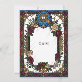 Invitation Burgundy Rose Stained Glass Catholic Wedding (Dos)