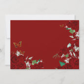Invitation Burgundy Roses Rouges Florales Papillon Quinceaner (Dos)