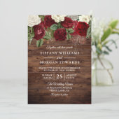 Invitation Burgundy Rouge Blanc Rose Rustique Mariage Invitat (Debout devant)