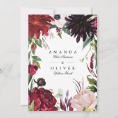 Invitation  Burgundy Rouge Blush Floral Élégant Mariage class (Dos)